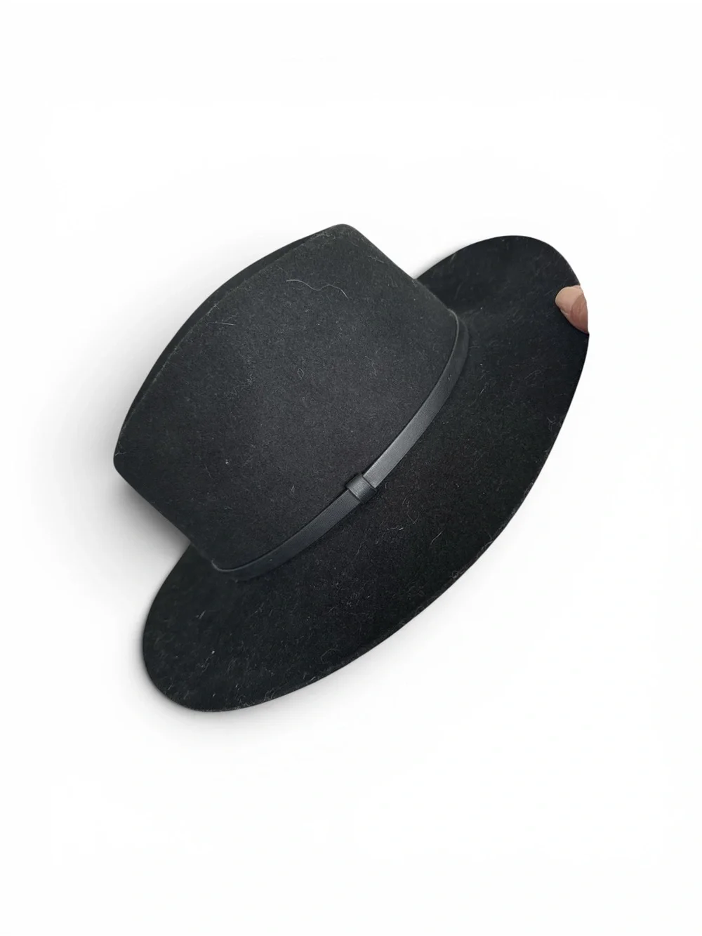Banana Republic Black Wool Felt Fedora Hat L/XL Wide Brim never worn.